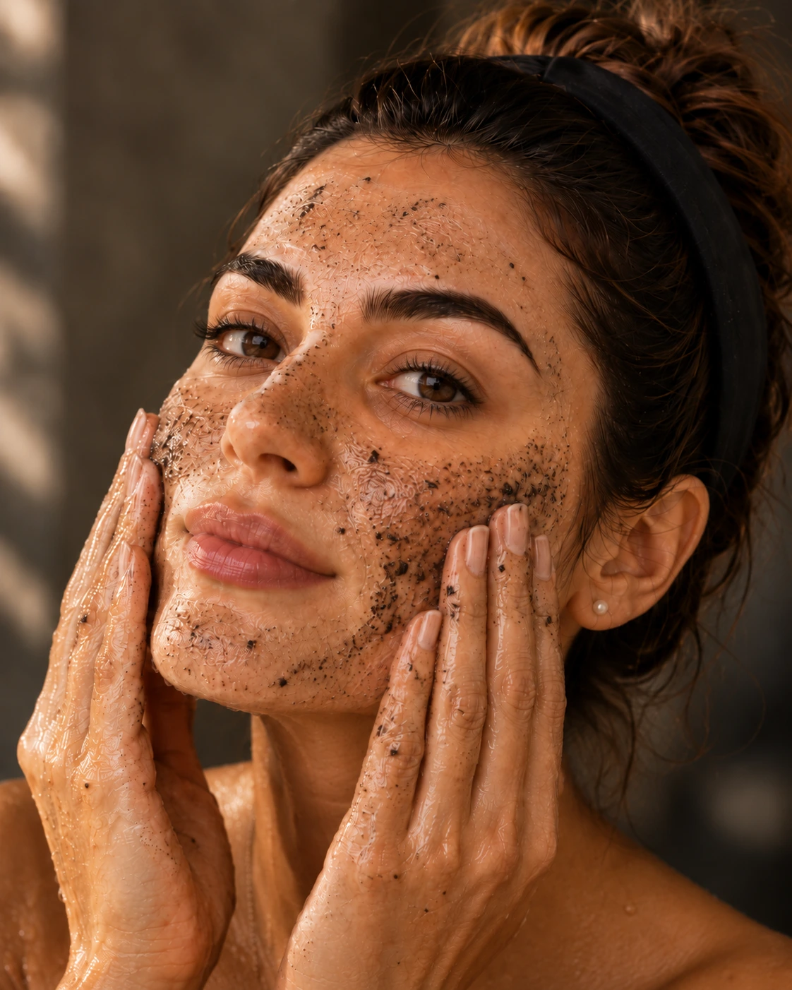 Milena exfoliating with volcanic scrub